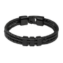 Schwarzes geflochtenes Lederarmband mit Magnetverschluss, Herrenmode, elegant und modern.