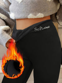 Damen Thermo-Leggings schwarz, weich, warm, Wintermode, bequeme Passform, Soft.clouds Marke.
