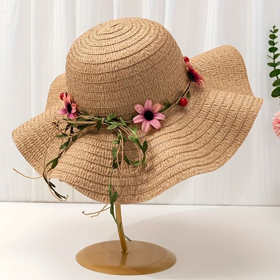 Damen Sommer Strohhut mit Blumen- und Fruchtdetails – Solène