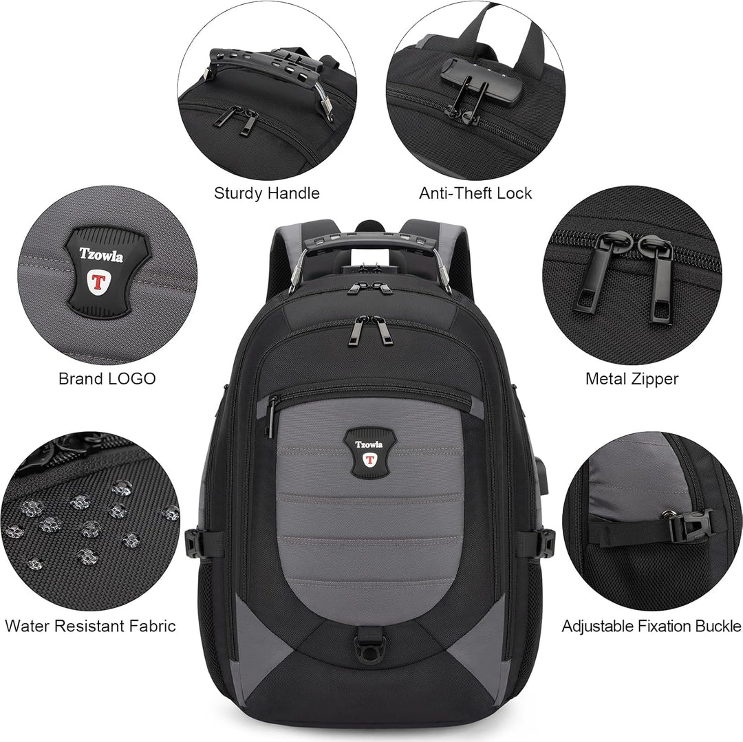 Wasserdichter Anti-Diebstahl Laptop- & Reiserucksack mit USB-Anschluss – 17,3"