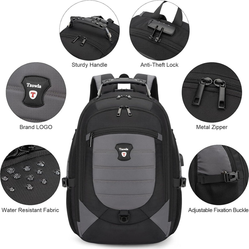 Wasserdichter Anti-Diebstahl Laptop- & Reiserucksack mit USB-Anschluss – 17,3"
