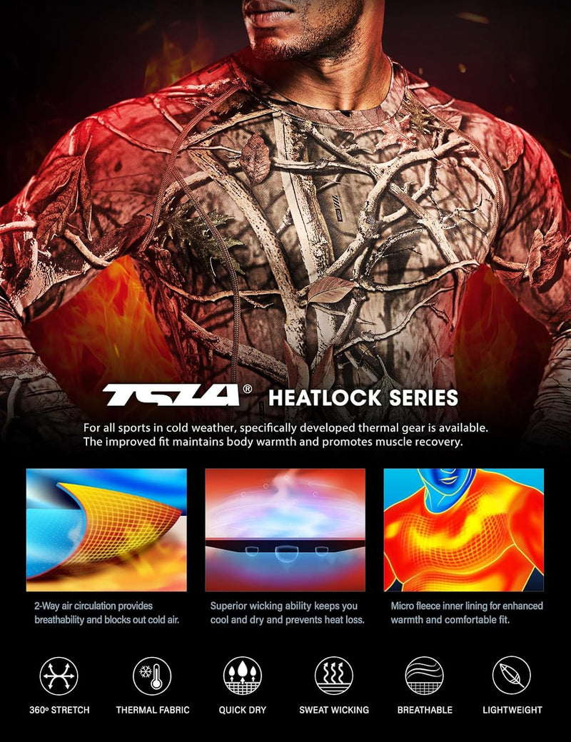 Tarnfarbenes Thermo-Oberteil für Herren, atmungsaktiv, schnelltrocknend, ideal für kaltes Wetter.