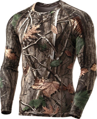 Langarm-Camouflage-Shirt für Herren, Outdoor-Jagd, Blätter- und Zweigmuster, Polyester.