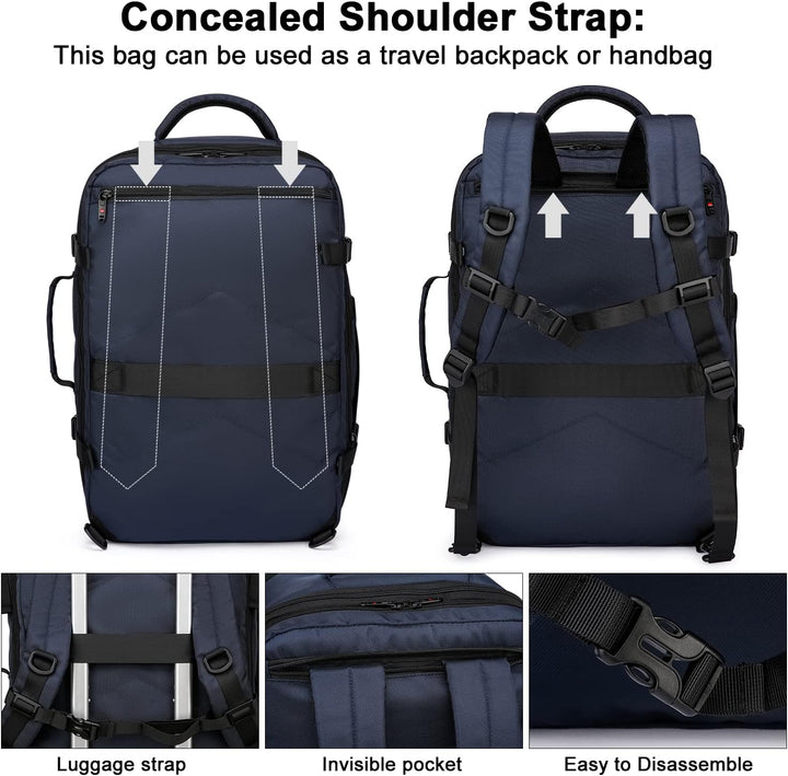 Erweiterbarer 45–55L Wasserdichter Reiserucksack mit 46,5 cm Laptopfach