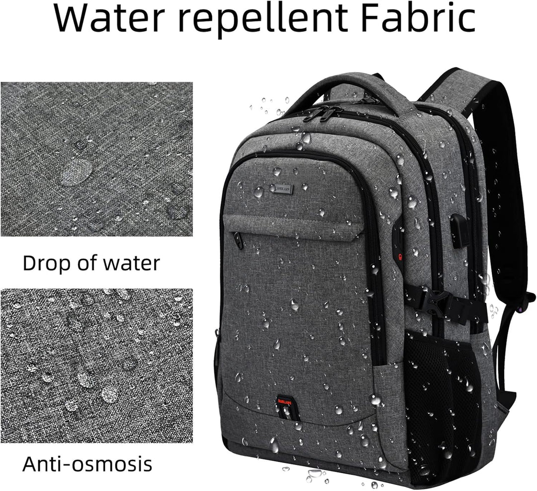 Wasserdichter Reise-Laptoprucksack mit USB-Anschluss und organisierter Aufbewahrung
