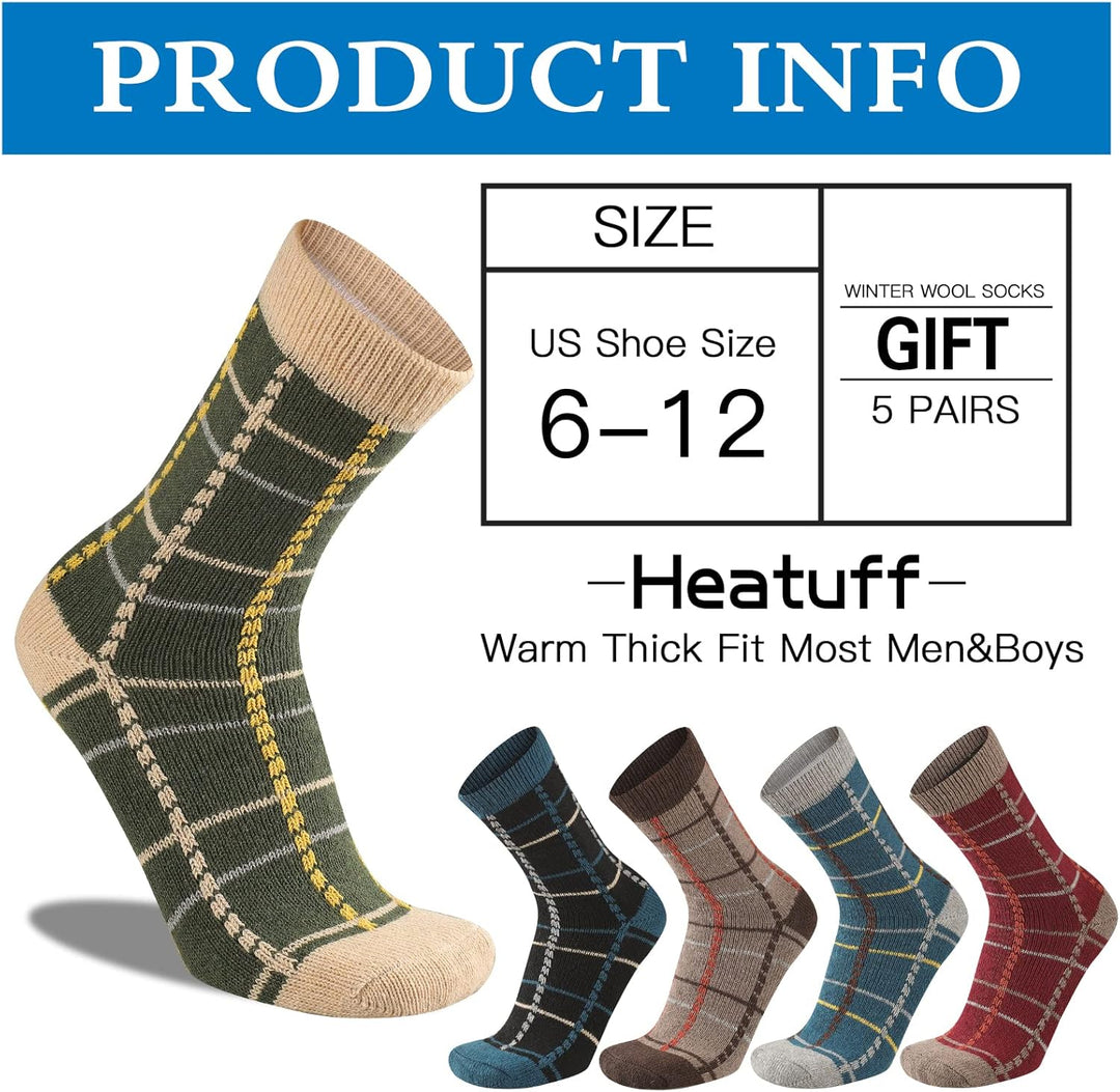 Warme Wollsocken für Herren, 5er-Pack, verschiedene Farben, Größe 39-46, Wintergeschenk.