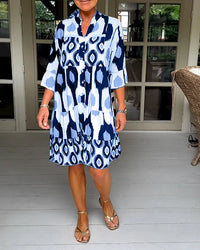 Trendy Kurzarmkleid mit abstraktem Print & lockerem Schnitt – Liora