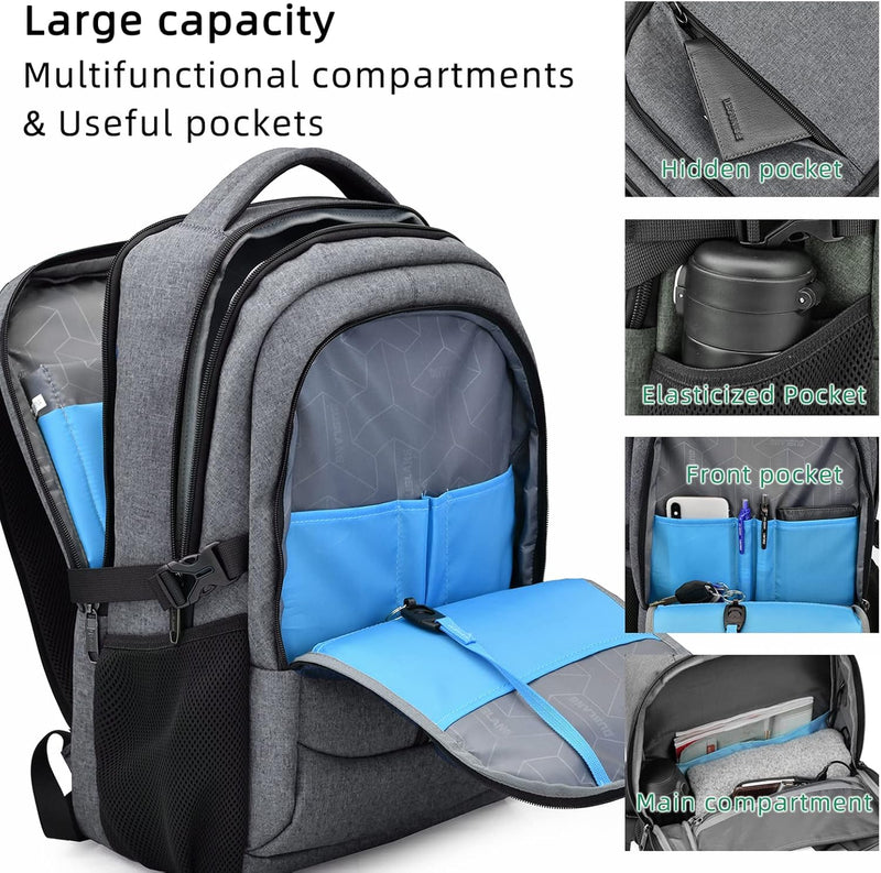 Wasserdichter Reise-Laptoprucksack mit USB-Anschluss und organisierter Aufbewahrung
