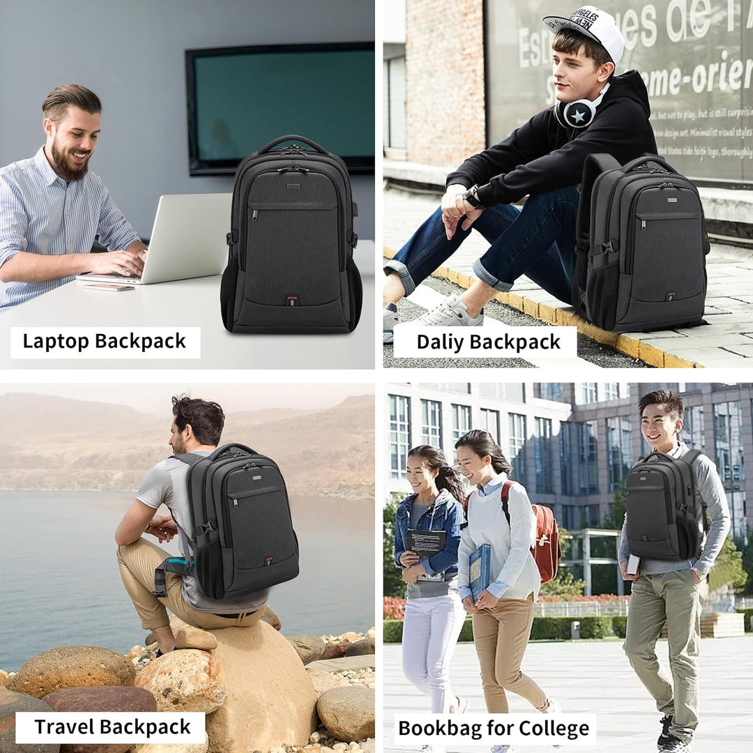 Wasserdichter Reise-Laptoprucksack mit USB-Anschluss und organisierter Aufbewahrung