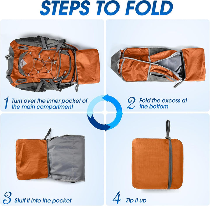 40L Wasserdichter Wander- und Campingrucksack – Leicht & Faltbar – 2 zum Preis von 1