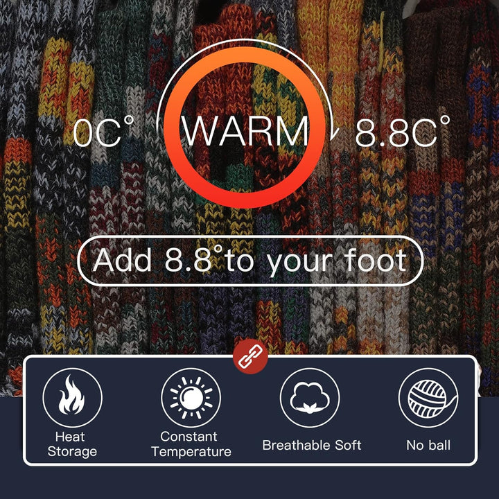 Bunte gestrickte Socken, warm, atmungsaktiv, temperaturregulierend, ideal für kalte Tage.