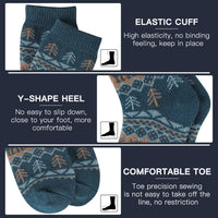 Blaue Wollsocken mit elastischem Bündchen, Y-Ferse, bequemem Zeh, Winterdesign.