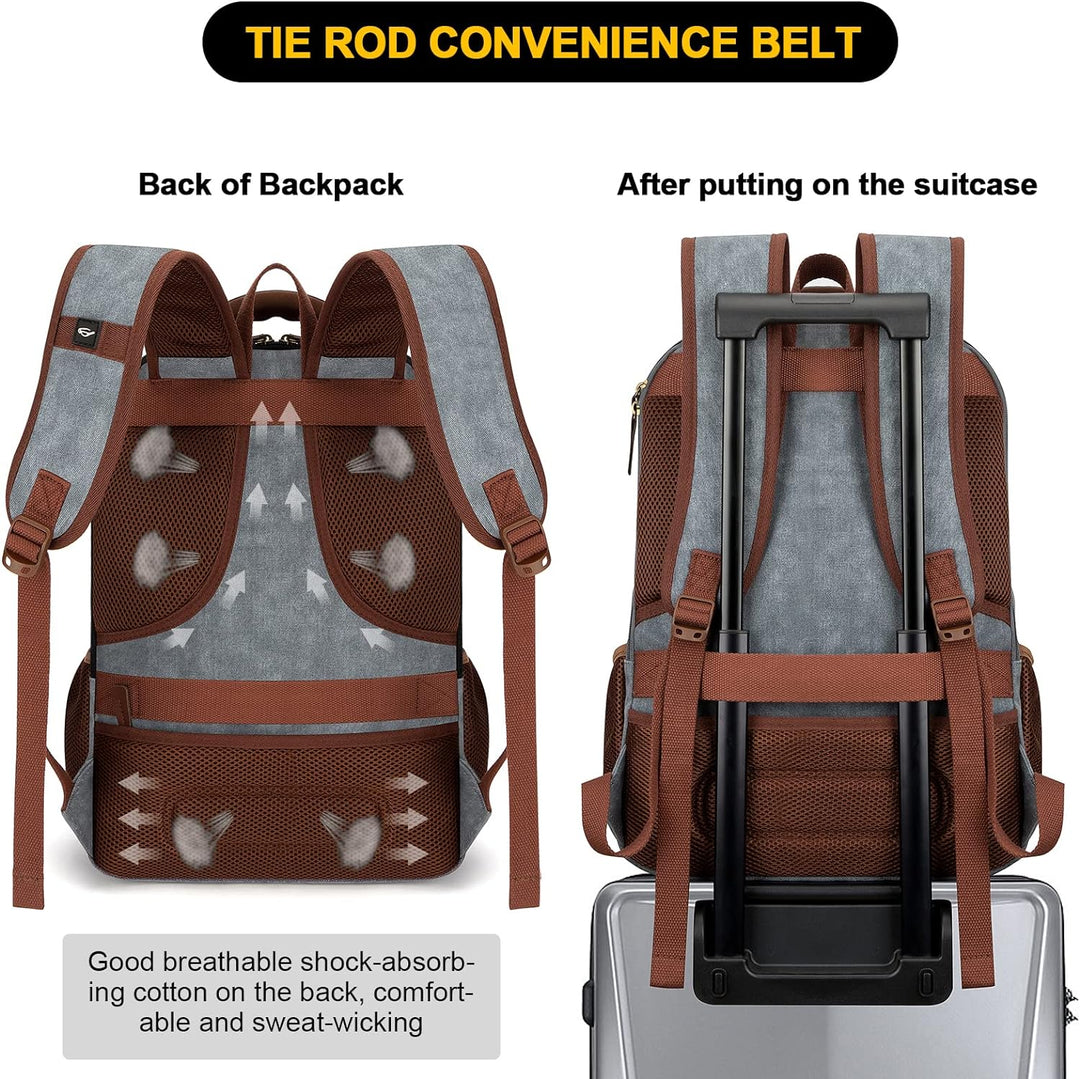 Anti-Diebstahl Canvas Laptop- und Reiserucksack mit USB-Anschluss – Geeignet für Laptops bis 43,94 cm