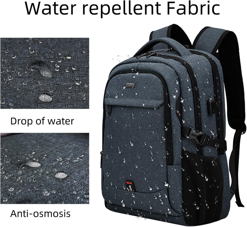 Wasserdichter Reise-Laptoprucksack mit USB-Anschluss und organisierter Aufbewahrung
