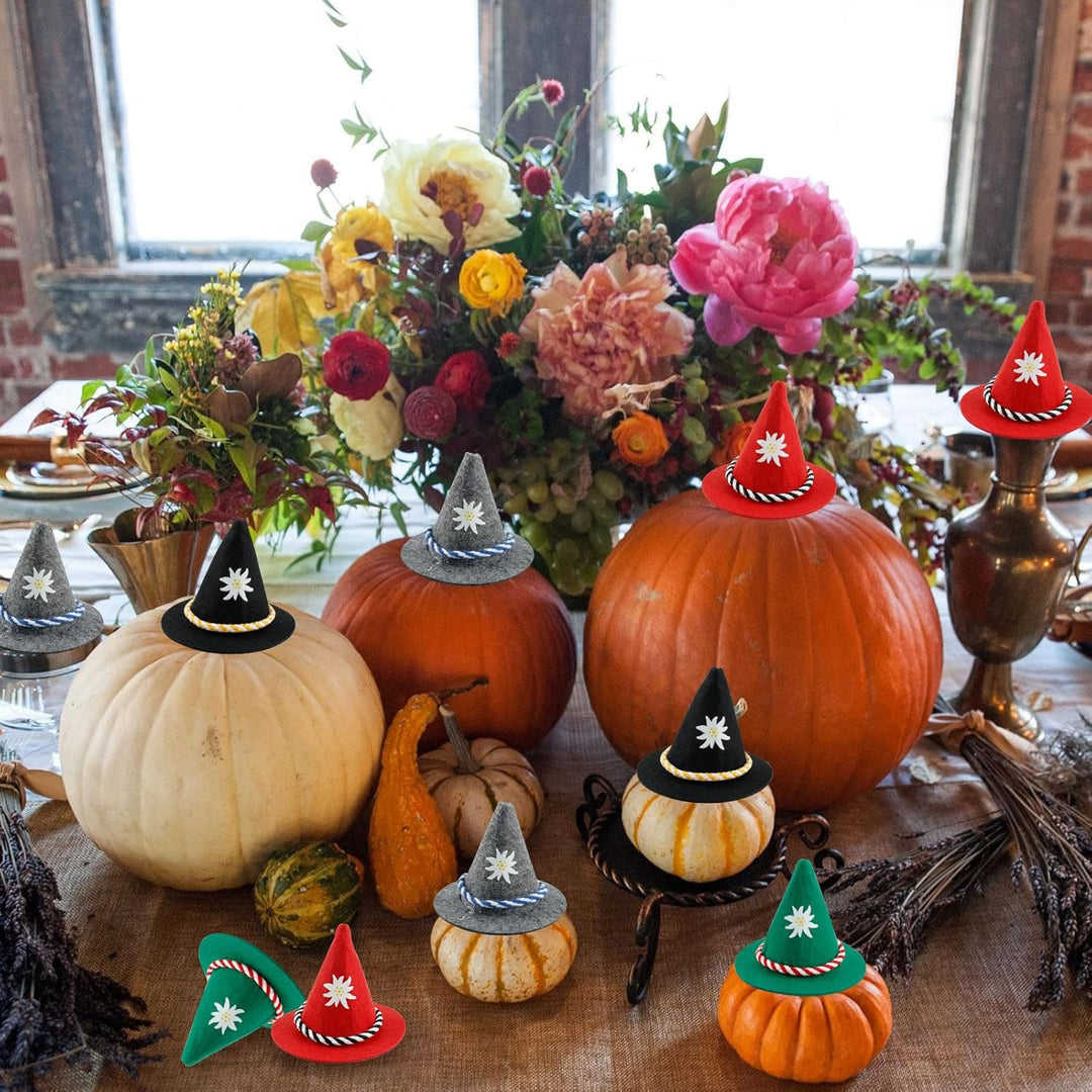 Mini-Trachtenhüte aus Filz im 12er-Set bunt – EdelweißGaudi Oktoberfest 2025