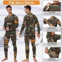 Herren Thermounterwäsche Set, Camouflage, langärmelig, atmungsaktiv, dehnbar, Outdoor-Aktivitäten.