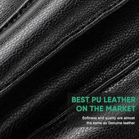 Schwarzes PU-Leder, hochwertig, weiche Textur, Lederoptik, strapazierfähig, vegan.
