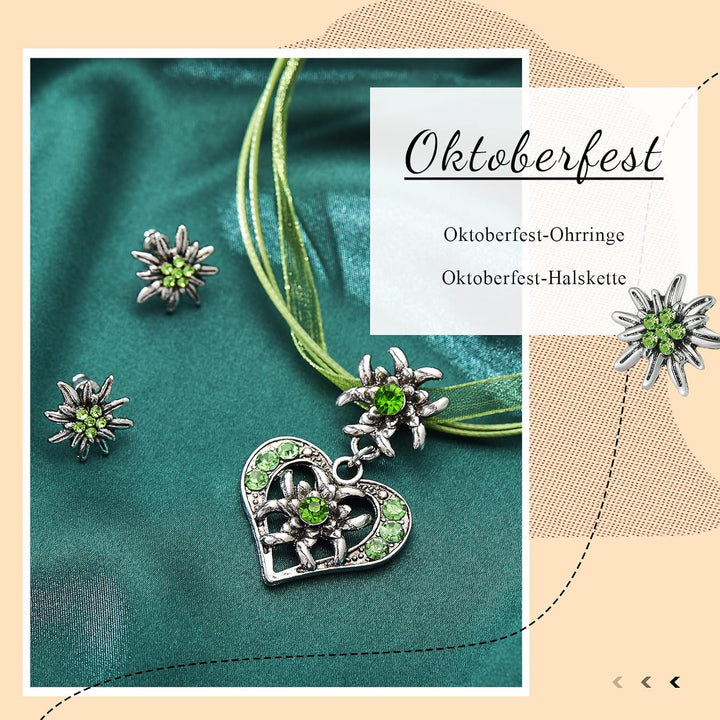 Edelweiß Schmuckset mit Herzanhänger – AlpenFrische Oktoberfest 2025