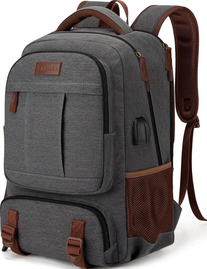 Anti-Diebstahl Canvas Laptop- und Reiserucksack mit USB-Anschluss – Geeignet für Laptops bis 43,94 cm