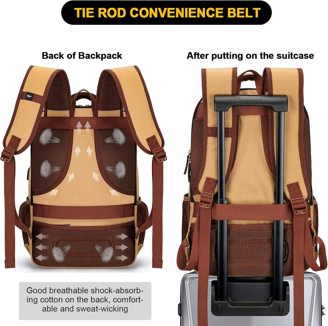 Anti-Diebstahl Canvas Laptop- und Reiserucksack mit USB-Anschluss – Geeignet für Laptops bis 43,94 cm