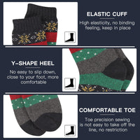 Dunkelgraue Wintersocken mit elastischem Bündchen, Y-Ferse, bequemer Zehenpartie, Schneeflockenmuster.