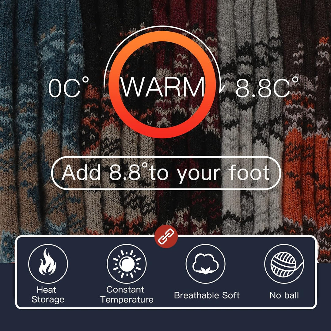 Warme Wollsocken, mehrfarbig, temperaturregulierend, atmungsaktiv, für kalte Tage.