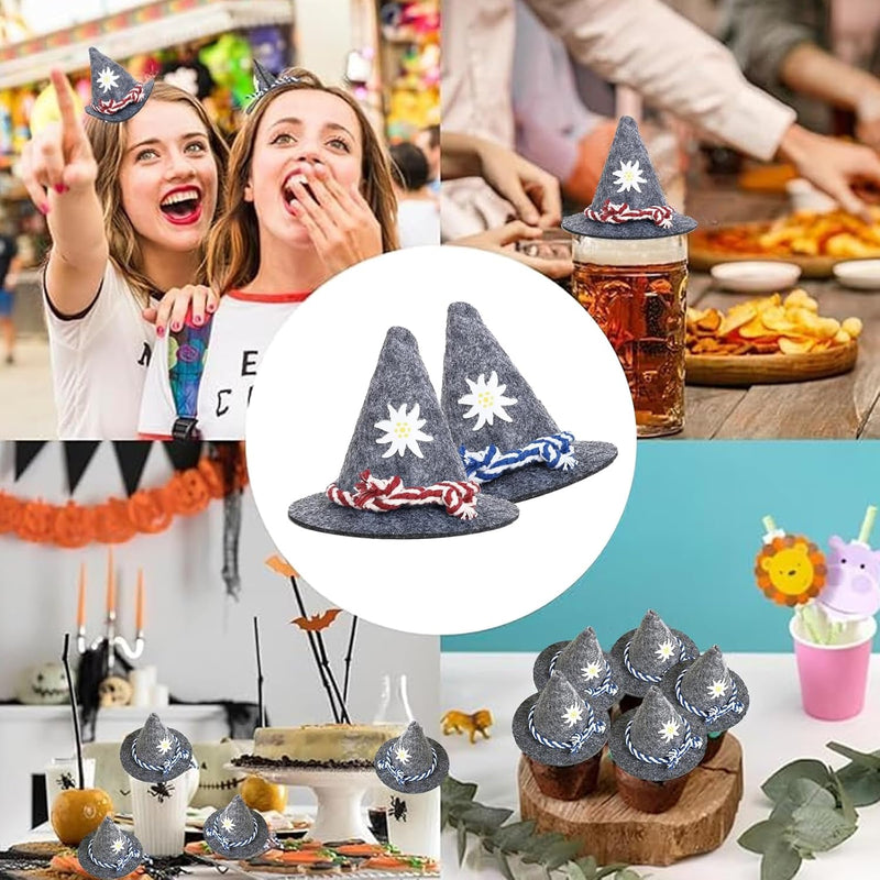 Mini-Trachtenhüte aus Filz im 12er-Set – EdelweißMini Oktoberfest 2025