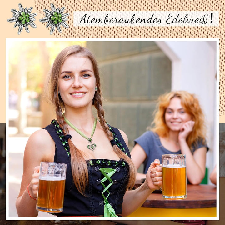 Edelweiß Schmuckset mit Herzanhänger – AlpenFrische Oktoberfest 2025