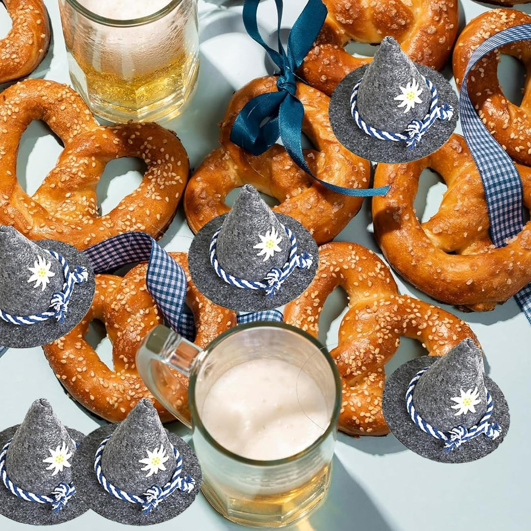 Mini-Trachtenhüte aus Filz im 12er-Set – EdelweißMini Oktoberfest 2025