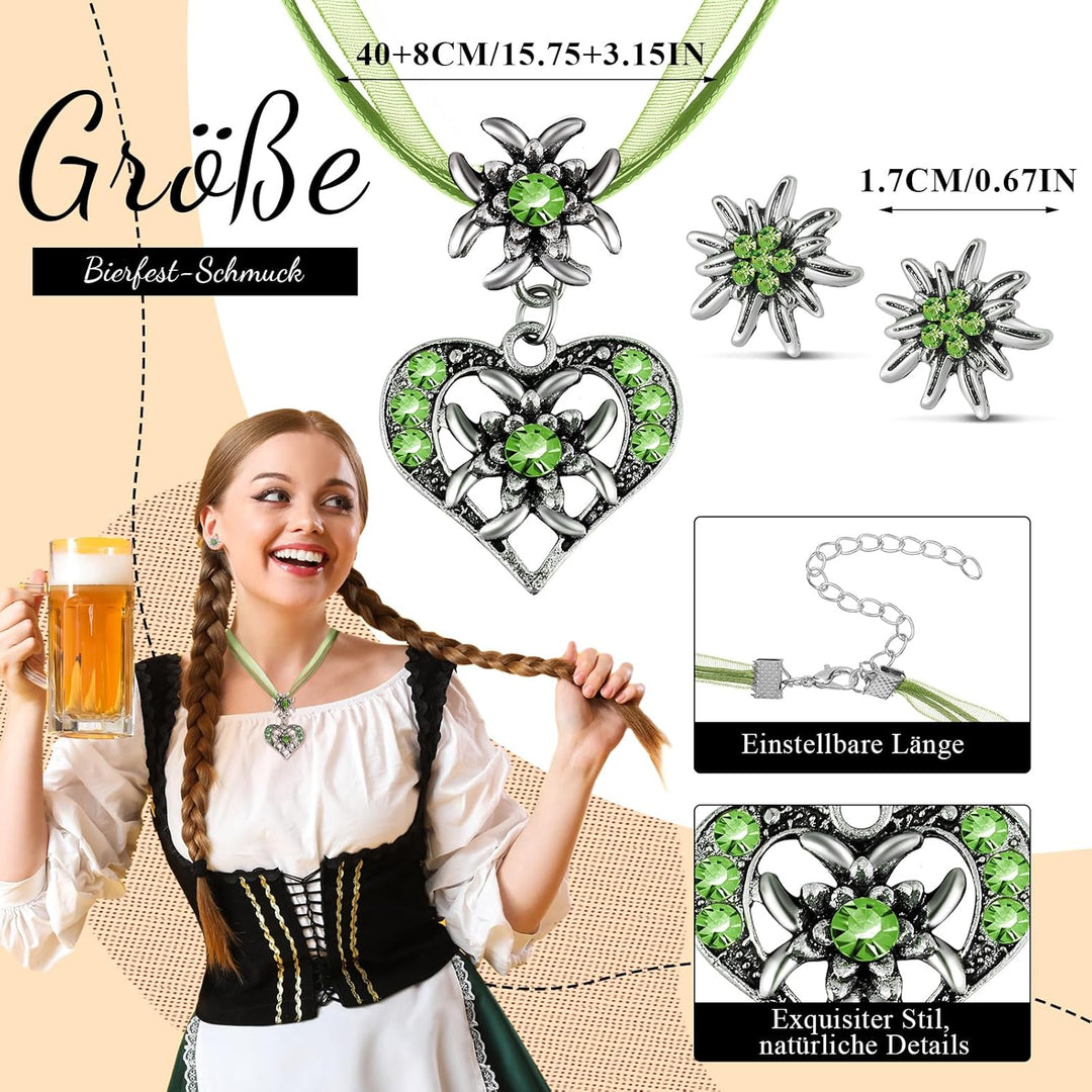 Edelweiß Schmuckset mit Herzanhänger – AlpenFrische Oktoberfest 2025
