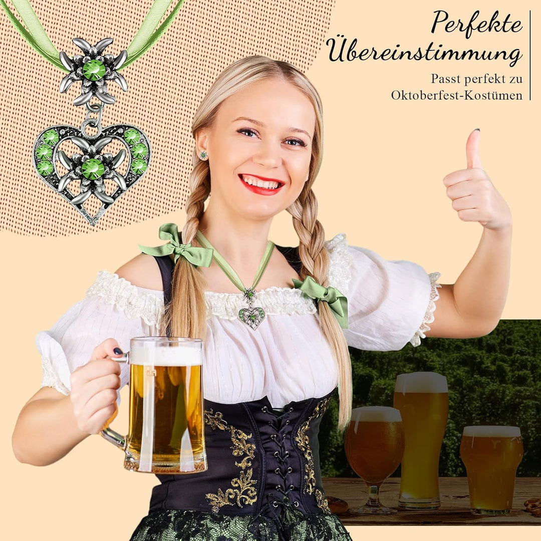 Edelweiß Schmuckset mit Herzanhänger – AlpenFrische Oktoberfest 2025