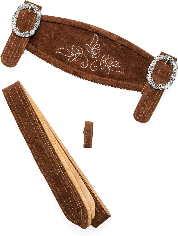 Trachten-Hosenträger aus Leder in Braun – AlpenStolz Oktoberfest 2025