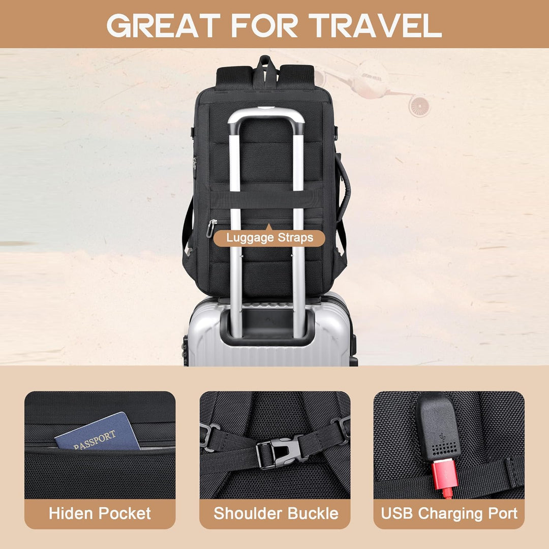 40L Erweiterbarer Wasserdichter Reiserucksack mit USB-Anschluss & 17” Laptopfach – AirVoyage