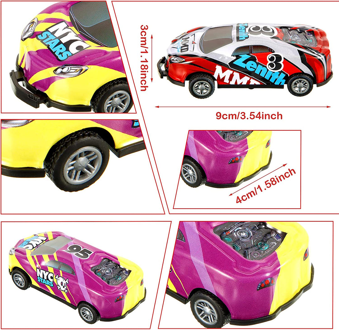 Bunter Spielzeug-Rennwagen, Kunststoff, 9 cm, für Kinder, NYC Stars Design, Maßstab 1:32.
