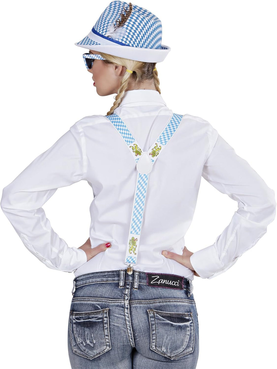 Trachten-Hosenträger mit Rautenmuster & Löwenmotiv – BayernPride Oktoberfest 2025