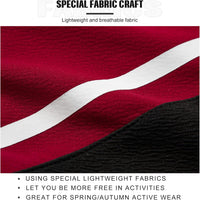 Roter und schwarzer Stoff mit weißem Streifen, leicht und atmungsaktiv, ideal für Sportbekleidung.