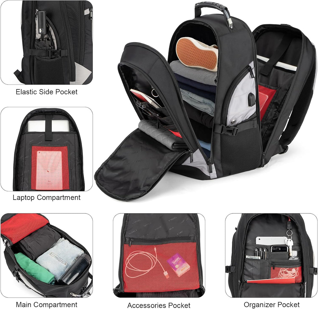 Wasserdichter Anti-Diebstahl Laptop- & Reiserucksack mit USB-Anschluss – 17,3"