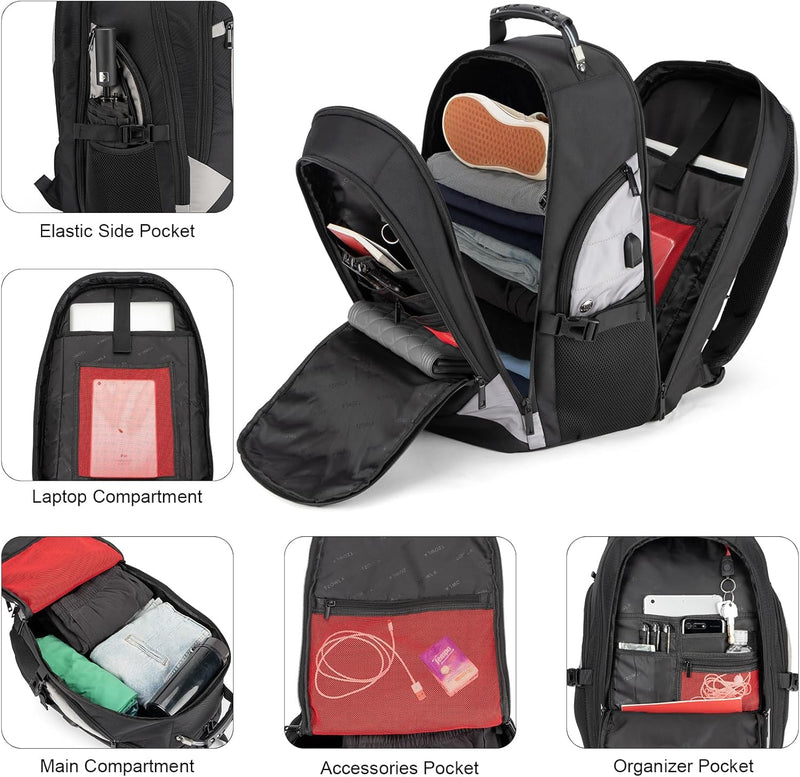 Wasserdichter Anti-Diebstahl Laptop- & Reiserucksack mit USB-Anschluss – 17,3"