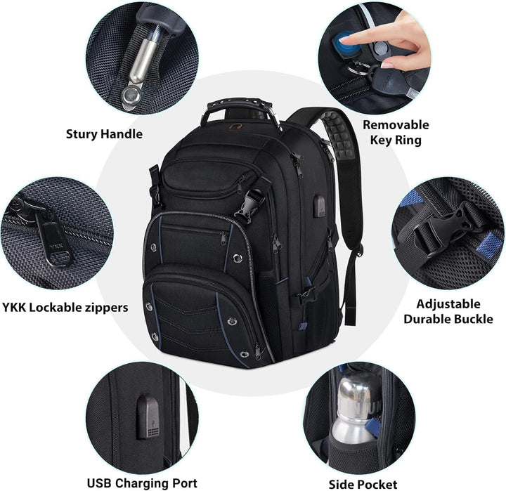 55L Extra-Großer Reise-Laptop-Rucksack mit USB-Ladefunktion und RFID-Schutz