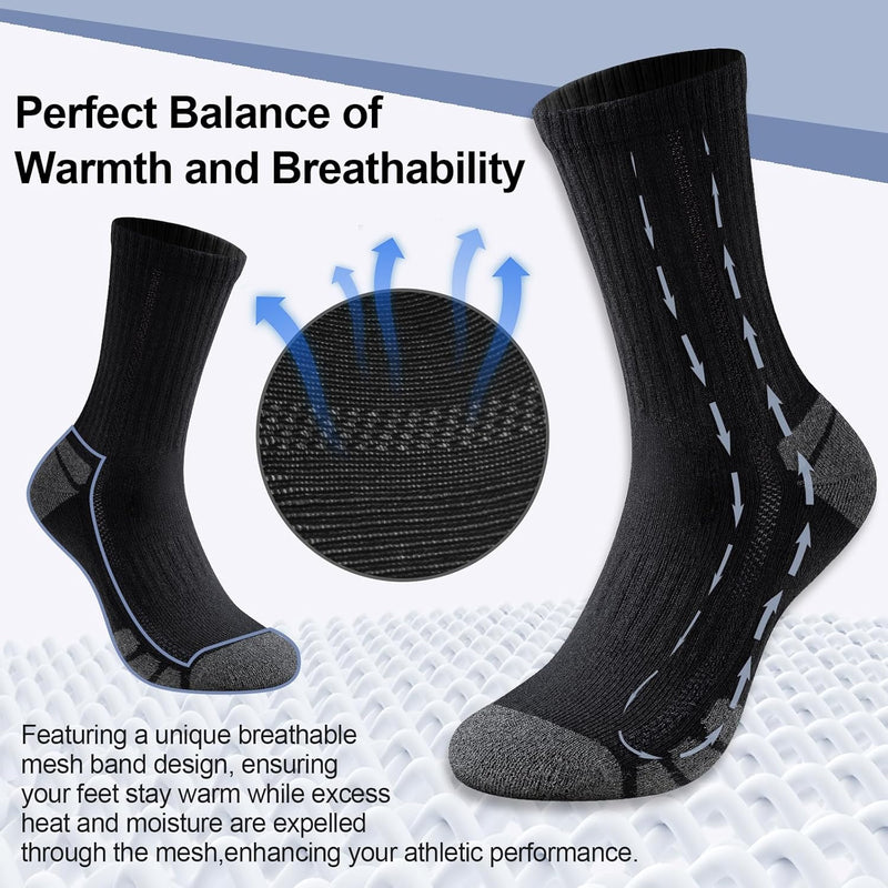 Schwarze Thermosocken mit atmungsaktivem Mesh-Design für optimalen Komfort und Wärme.