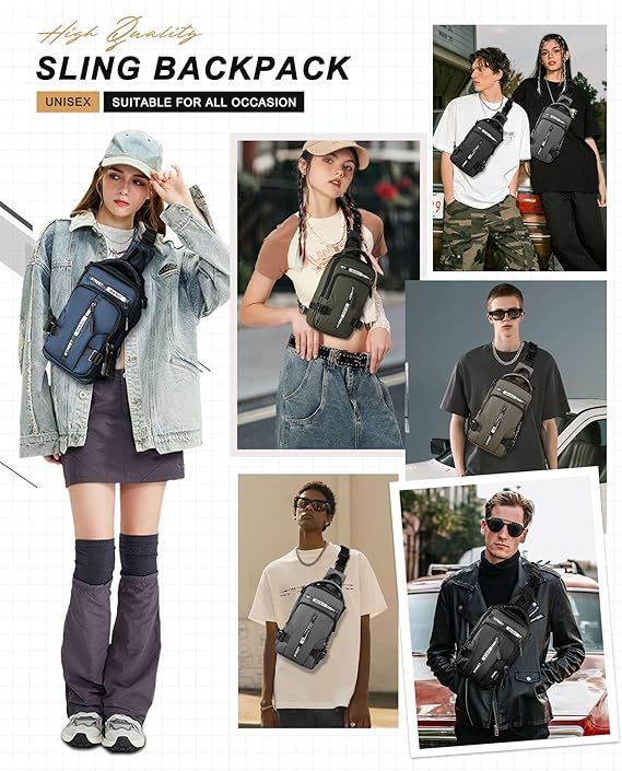 Unisex Sling Rucksack, schwarz, vielseitig, modisch, ideal für alle Anlässe, hochwertige Qualität.