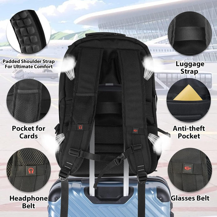 55L Extra-Großer Reise-Laptop-Rucksack mit USB-Ladefunktion und RFID-Schutz