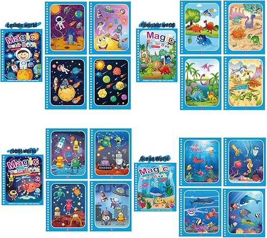 Set von 4 Wiederverwendbaren Wasserfarbenbüchern – AquaColor Bücher