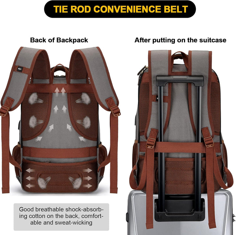 Anti-Diebstahl Canvas Laptop- und Reiserucksack mit USB-Anschluss – Geeignet für Laptops bis 43,94 cm