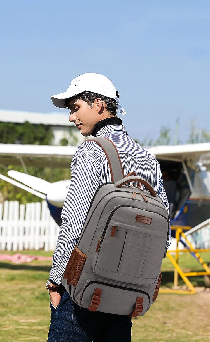 Anti-Diebstahl Canvas Laptop- und Reiserucksack mit USB-Anschluss – Geeignet für Laptops bis 43,94 cm