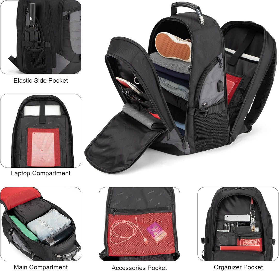 Wasserdichter Anti-Diebstahl Laptop- & Reiserucksack mit USB-Anschluss – 17,3"