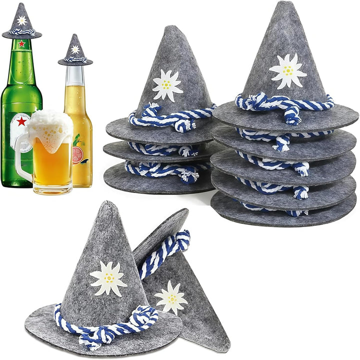 Mini-Trachtenhüte aus Filz im 12er-Set – EdelweißMini Oktoberfest 2025