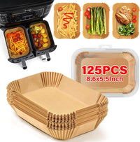 125 braune Einweg-Luftfritteusen-Papierformen, 8,6x5,5 Zoll, für gesunde fettfreie Zubereitung.