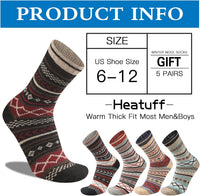 Winter Wollsocken Set, 5 Paar, warm, dick, für Herren, Größe 6-12, mehrfarbig, Heatuff.