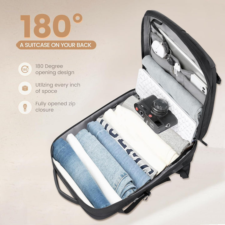 40L Erweiterbarer Wasserdichter Reiserucksack mit USB-Anschluss & 17” Laptopfach – AirVoyage